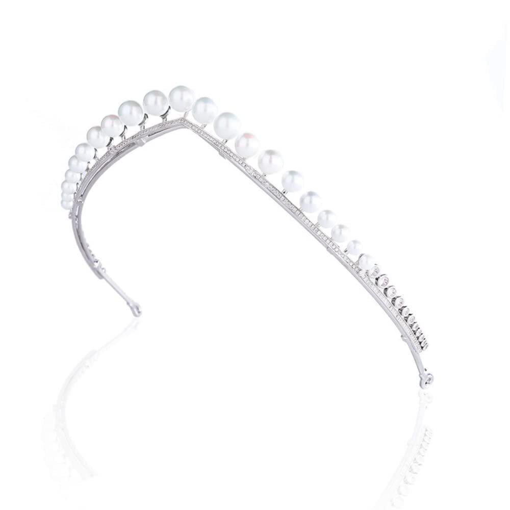 5009 Fairy Pearl Tiara Cubic Zirconia Simple Crystal Princess Crown Pearls